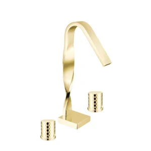 PLZ THREE HOLE BASIN MIXER GOLD