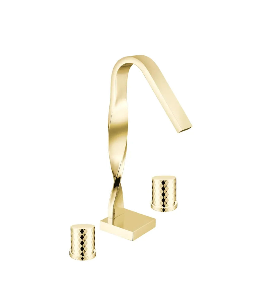 PLZ THREE HOLE BASIN MIXER GOLD