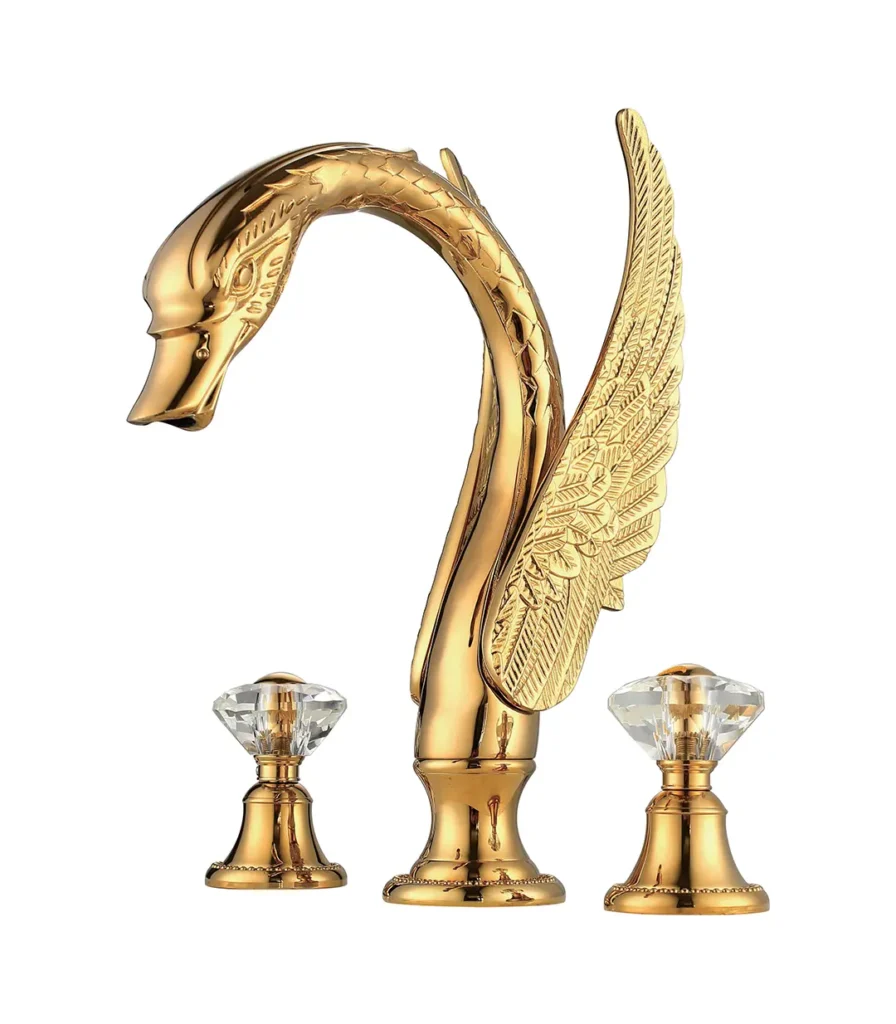 SWA THREE HOLE BASIN MIXER GOLD