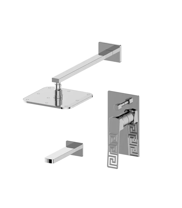 VS CONCEALED BATH SHOWER MIXER 12” RAIN SHOWER BATH SPOUT SET CHROME