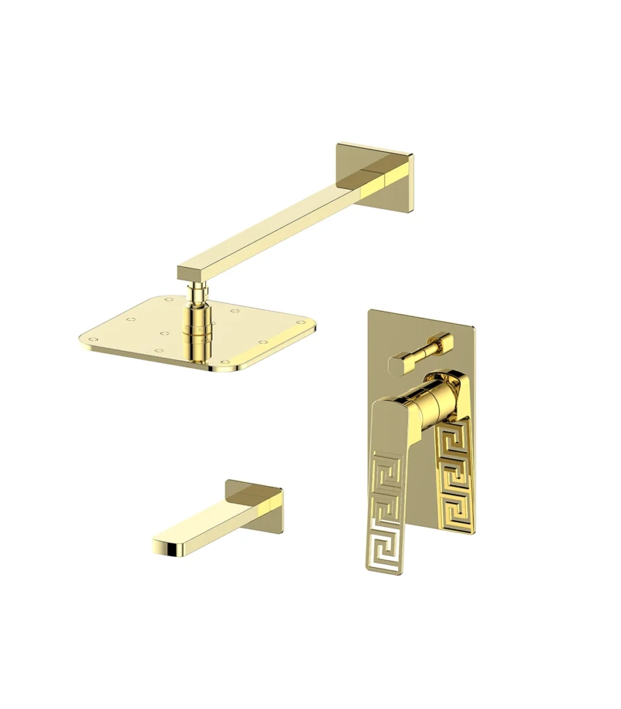 VS CONCEALED BATH SHOWER MIXER 12” RAIN SHOWER BATH SPOUT SET GOLD
