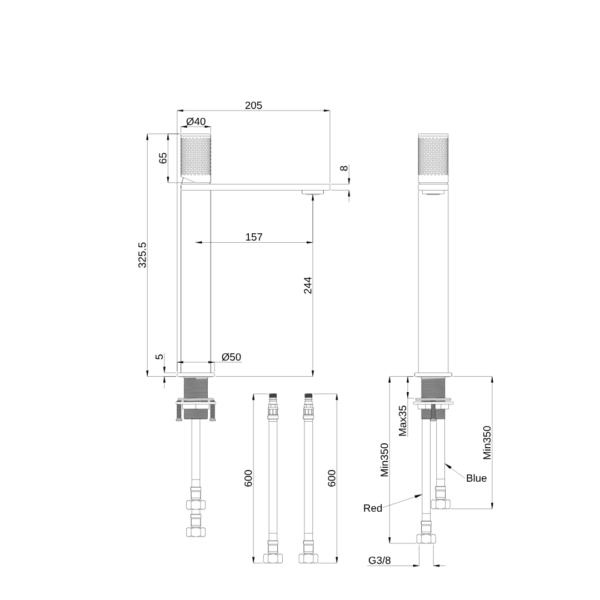 LE-102 Countertop Long Basin Mixer - Image 7