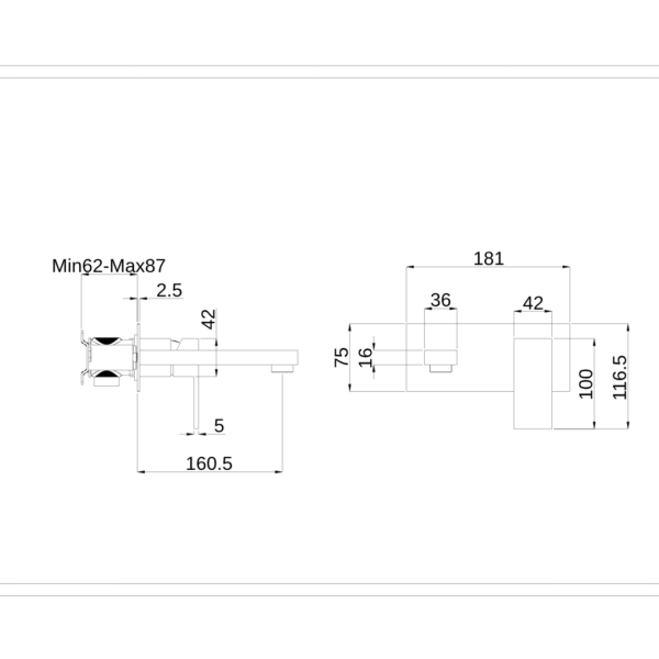 RA-103 Raffle Wall Mounted Basin Mixer - Image 7